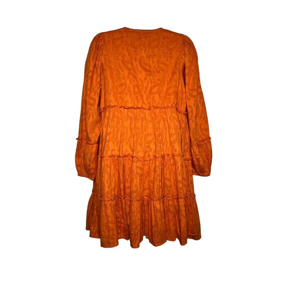 NWT Cleobella Blythe Mini Dress in Bright Orange Floral Tiered Boho XS - Picture 15 of 16